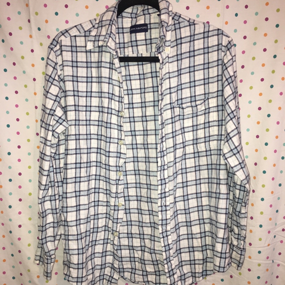 White & Blue Plaid Flannel